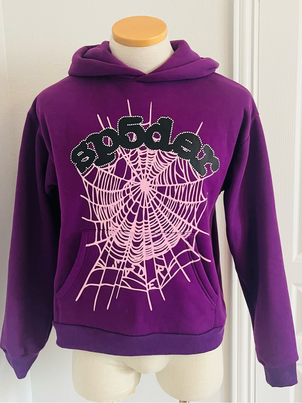 Purple Graphic Hoodie Sweater with Pink Spiderweb